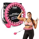 K-MART Smart Hula Ring, Hoop-Reifen für Erwachsene, Fitnessring, beschwerter 24 abnehmbare Segmente, 360 Grad-Massage, automatisch drehender Ball, Gymnastik, Massage, Fitness, Gewichtsverlust, Pink