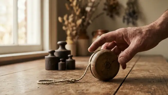 Eine Hand greift nach einem Jojo. Das Spielzeug als Symbol für den Jojo-Effekt.